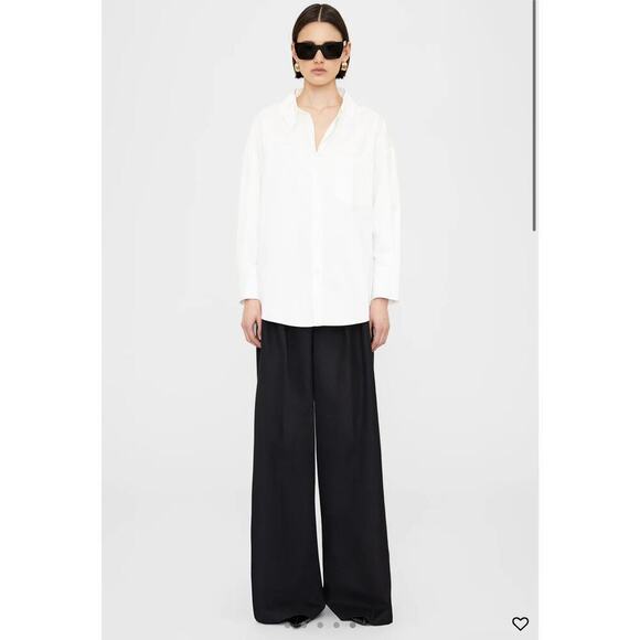 Anine Bing Button-up Mika Shirt Oversized Long Sleeves Cotton White Size M NWOT - Picture 1 of 15